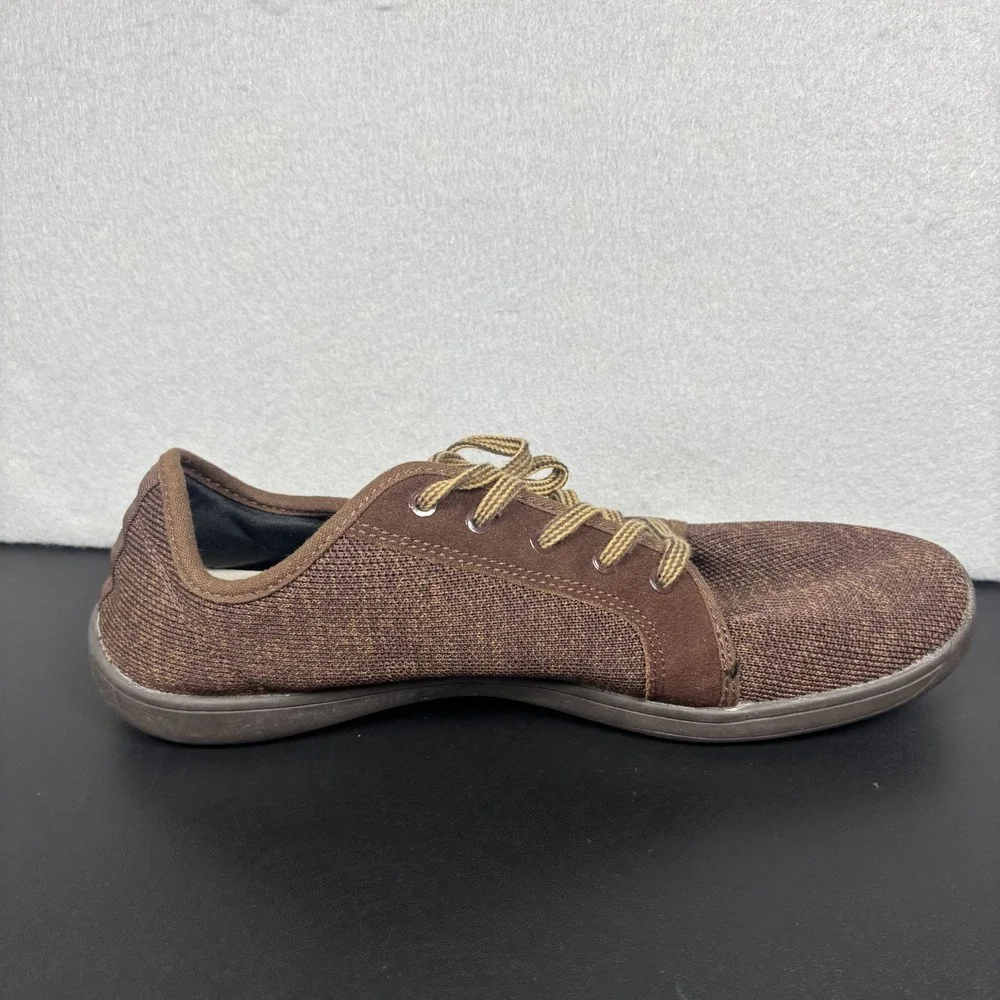 WHITIN Mens Wide Barefoot Sneakers Brown Knit Zero Drop Shoes Size 45 US 11/11.5